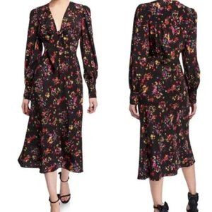 Veronica Beard Amber Silk Floral Midi Dress Size 4